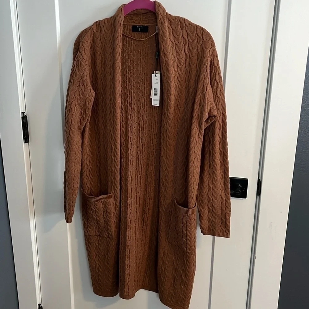 Tahari Camel Textured Duster Cardigan NWT